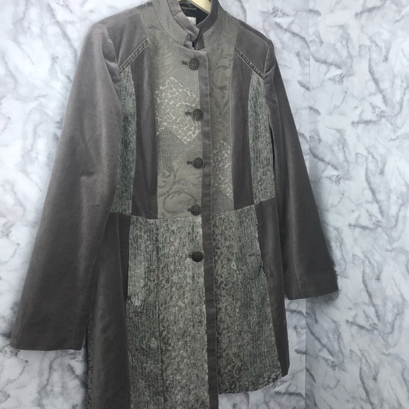 Chico’s Gray Velvet Jacquard Brocade Jacket - Picture 1 of 7